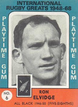 1968 Playtime Gum International Rugby Greats 1948-68 #6 Ron Elvidge Front